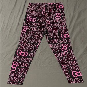 Hello Kitty Black Leggings with Pink Graphics
